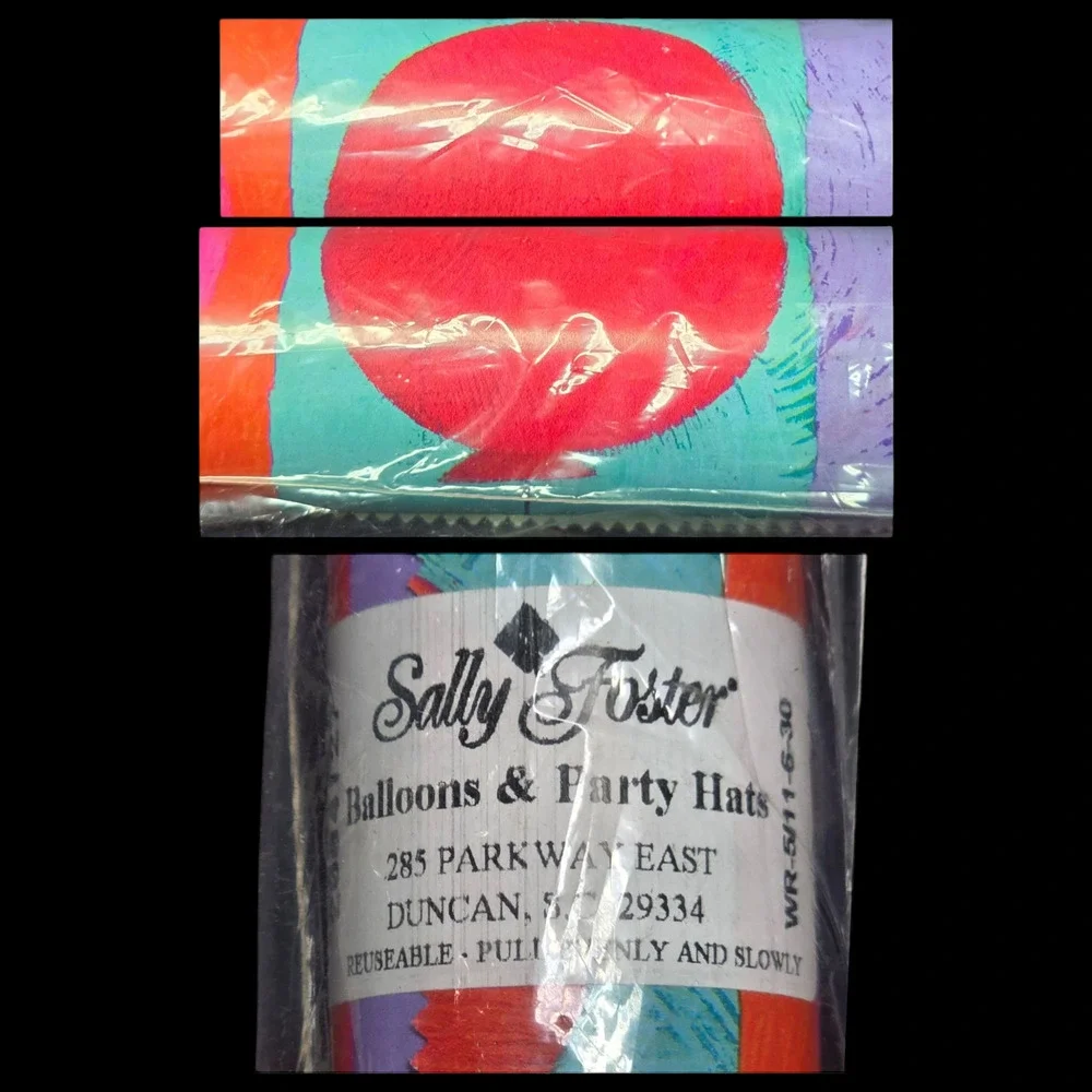 Vintage Sally Foster Balloons & Party Hats Birthday Wrapping Paper